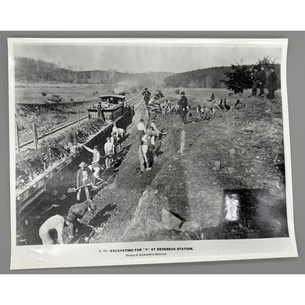 A.J.‎ Russell Excavating for "Y" at Devereux Station 1863 Print Photo 11"x14"